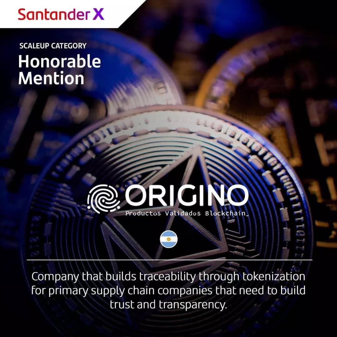 <a href="/Origino_io/">Origino</a> received an honorable mention from the jury of the #SantanderXChallenge for the quality of our solutions 

We become part of the #SantanderX100 community as well. Thank you very much 🙌🏼! 

#SantanderXChallenge