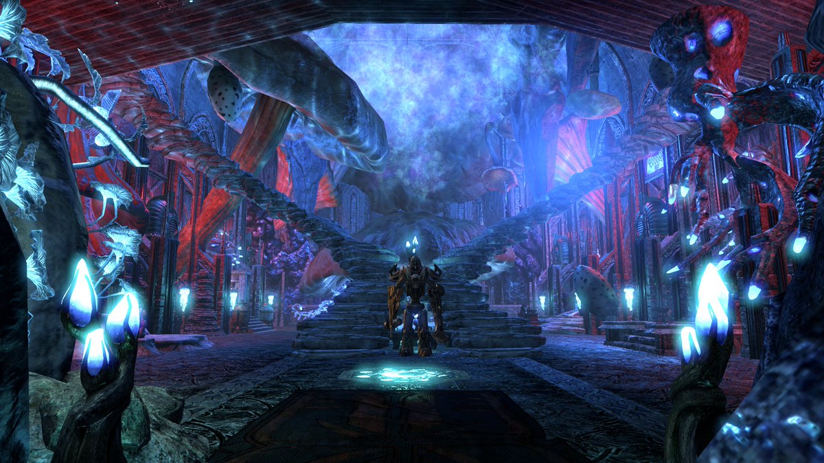 skarveil's tweet photo. My Telvanni Master, Ralen Ra'th, teaching a class out of his Tel. Which is a converted Bastion Sanguinaris, since I don't care for Tel Galen. 

He prefers it underground anyhow.
#ElderScrollsOnline #esohousing https://t.co/pvijnYSES9