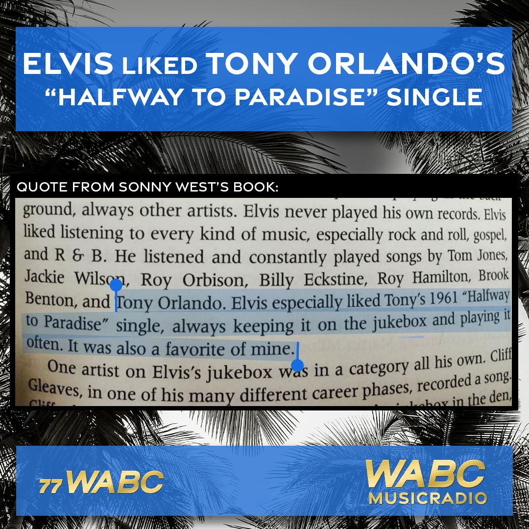 "<a href="/ElvisPresley/">Elvis Presley</a> especially liked <a href="/TonyOrlando/">Tony Orlando</a>'s 1961 'Halfway to Paradise' single, always keeping it on the jukebox and playing it often. It was also a favorite of mine."

This excerpt is from Sonny West’s book!

bigworldtale.com/music/elvis-pr…