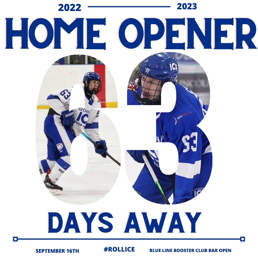 GeorginaIce's tweet image. 63 days until we drop the puck for our 2022-23 season Home Opener - September 16th. Blue Line Booster Club Bar will be open. We can't wait to see all our community and fans back inside the Ice Palace #Rollice #HockeyNightInGeorgina #Section94