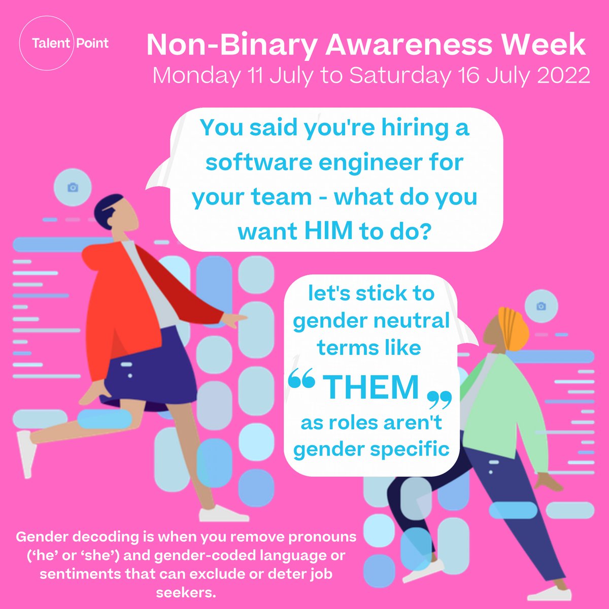 <a href="/talentpointuk/">Talent Point</a> is celebrating Non-Binary Awareness Week this week 🏳️‍🌈 

#NonBinaryAwarenessWeek #Equality #Diversity #Inclusion #TeamTalentPoint #Hiring #People  #TalentConsultancy #Recruitment #TalentAcquisition #BuildingTeamsFromWithin