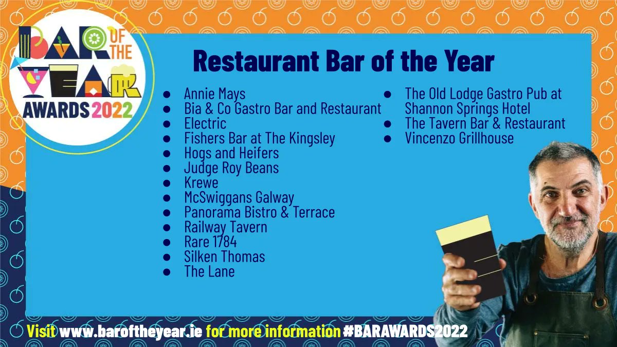 BarOfTheYear's tweet photo. We are delighted to announce that the following properties have been shortlisted for Restaurant Bar of the Year!
@KingsleyHotel
@MontenotteH
@thesilkenthomas
@SNNSpringsHotel
@tavernmurrisk
@da_vincenzo
Congratulations!
#BarAwards2022 #restaurantbar #qualitydrinks https://t.co/NGwMAJOe7C
