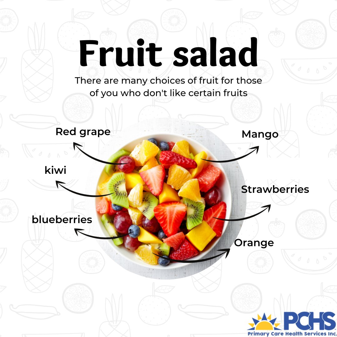 pchspittsburgh's tweet photo. For this #FreshFoodFriday, how about a yummy fruit salad? Even if there are a couple of fruits you don't like, you can add whatever fruit you want! Who doesn't like options? #FruitSalad #Fruit #HealhyFood #HealthyLifeStyle #Food #HealthyEating #Healthy #PCHS #ALMAILLERY #PAchc https://t.co/TIqImZuXU0