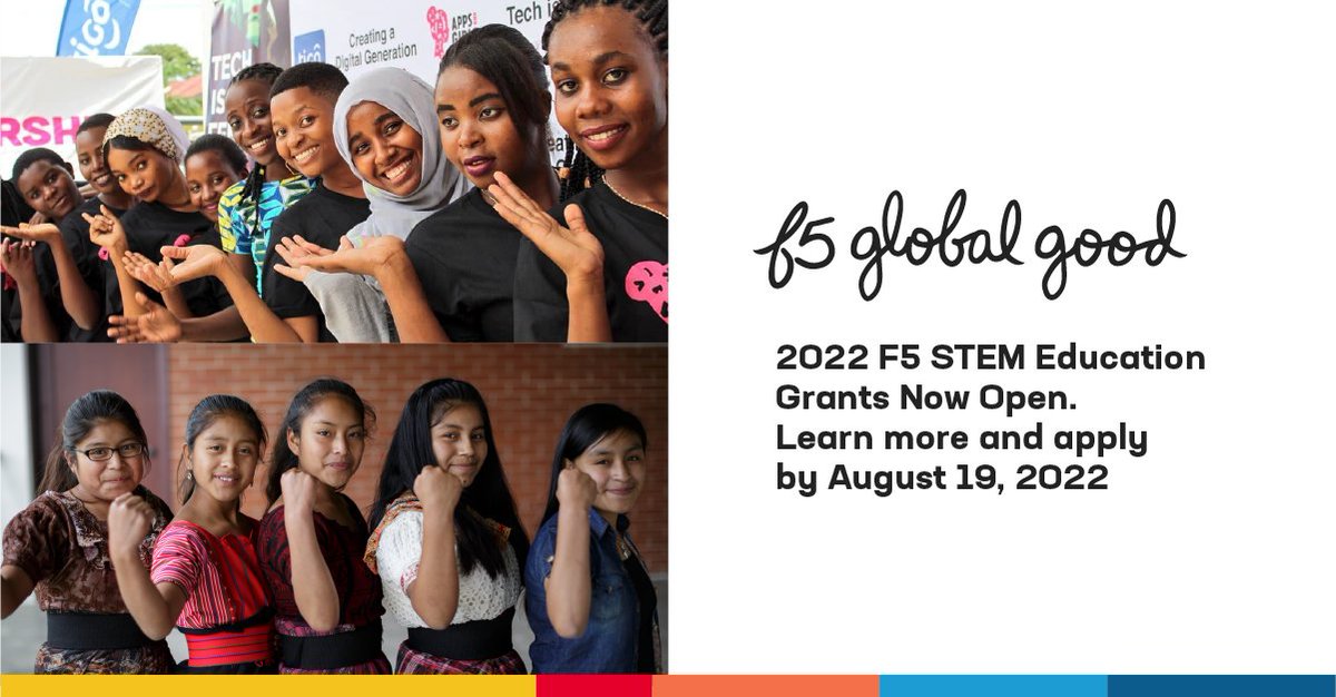 Women and girls of color are chronically underrepresented in tech. At F5, we’re hoping to reverse that trend with our F5 $50,000 USD #STEM Education Grants. Learn more and apply by August 19. go.f5.net/4yn8vu #BeF5 #GlobalGood #aforcefor