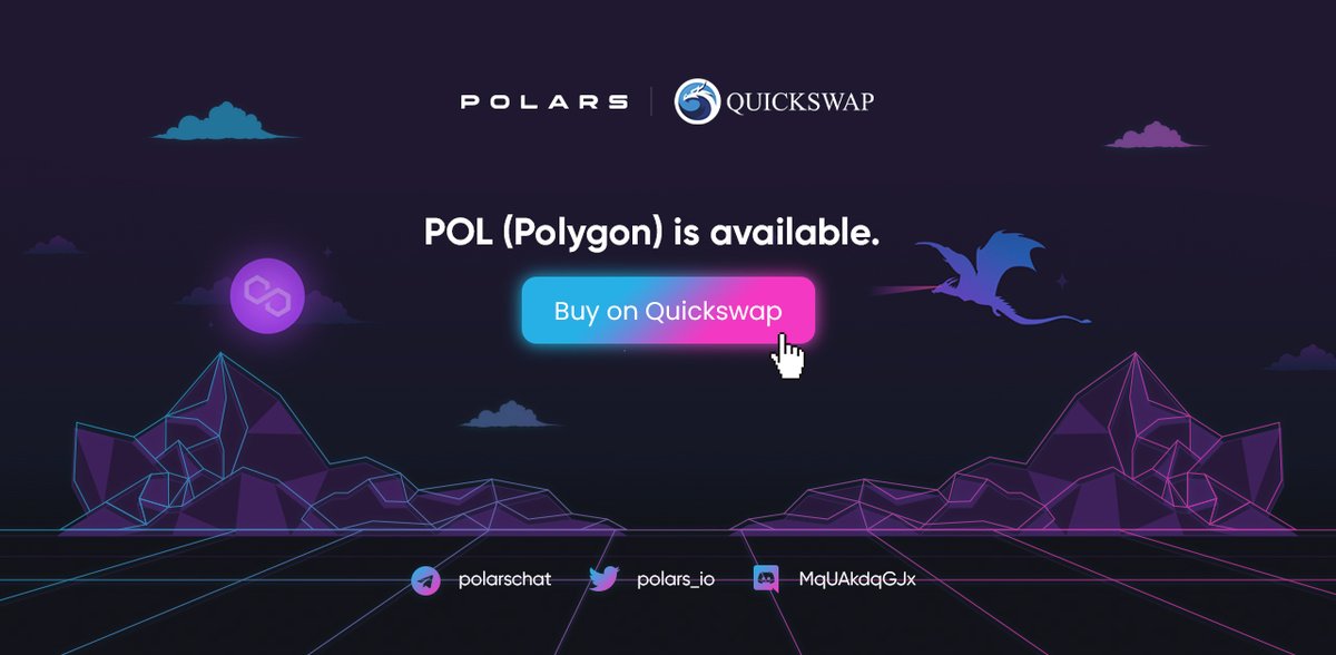 🚀🔥The POL token is now available on the polygon network on the Quickswap decentralized exchange!

👉[Polygon] POL token contract: 0xBb5FcFCC96E9e8E22A1a7C12abbA67FDd0f84665

👉Quickswap DEX: quickswap.exchange

More info: t.me/polarsio/1287