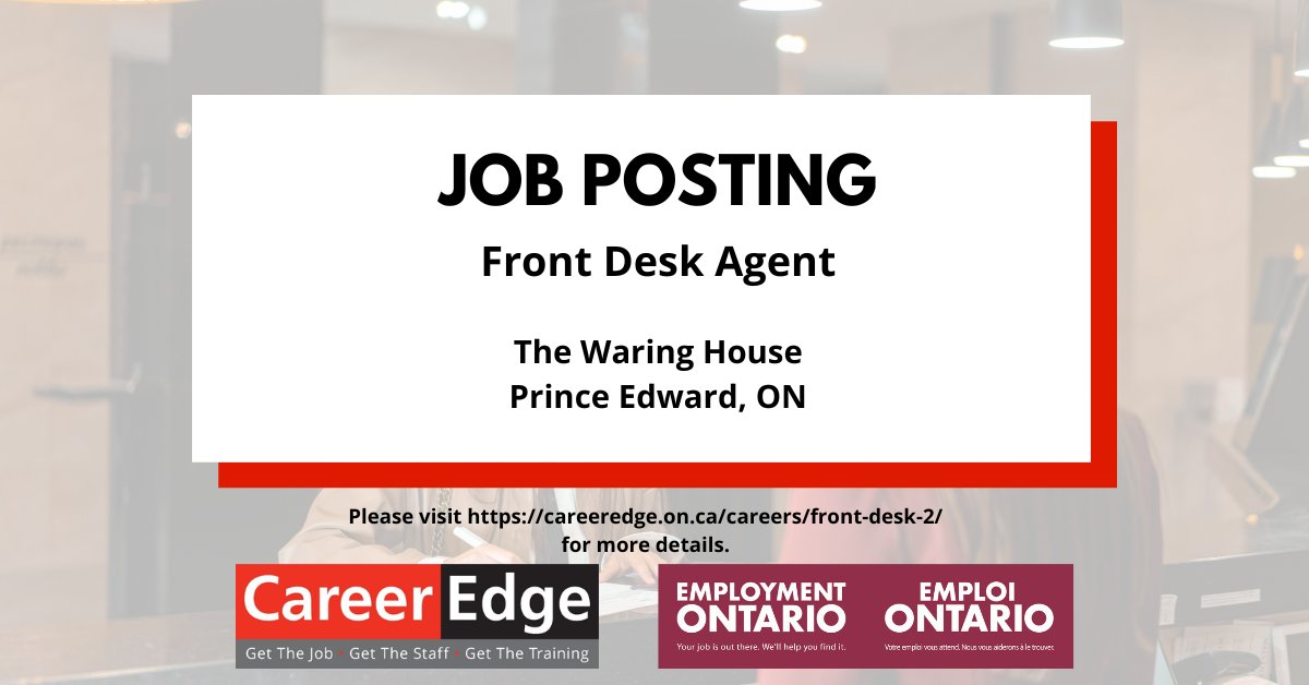 Career_Edge's tweet photo. The Waring House Inn & Restaurant is seeking friendly and easy going individuals to work at the Front Desk.
At the front desk, you will be the “face” of the company for all visitors and are responsible for a welcoming first impression.
https://t.co/ChbFUsw1yU
#careeredge https://t.co/lI9DU6CJr9