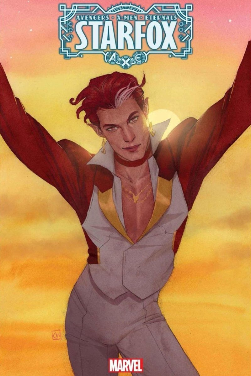 TheHSUpdate's tweet photo. Preview of Eros, Harry’s character at Eternals, in A.X.E: Starfox. 

Left one is the main cover, the right one is the variant cover. https://t.co/aAOpGwOZ5O