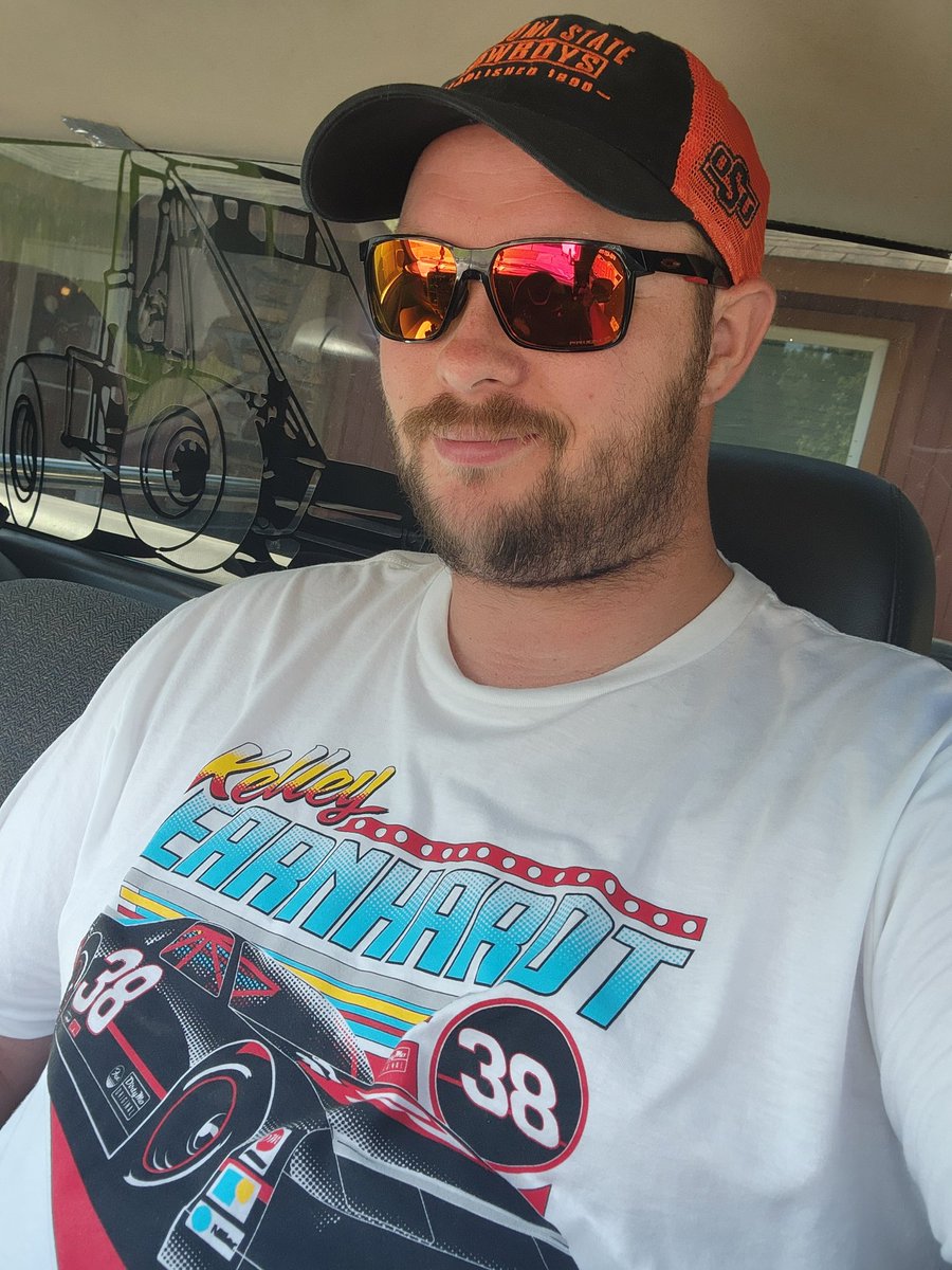 Decided to make casual Friday at work a little more casual with this <a href="/EarnhardtKelley/">Kelley Earnhardt</a> throwback shirt that <a href="/DaleJr/">Dale Earnhardt Jr.</a> spoke of on the download a while back. Have a good Friday everyone! #itsracedaysomewhere