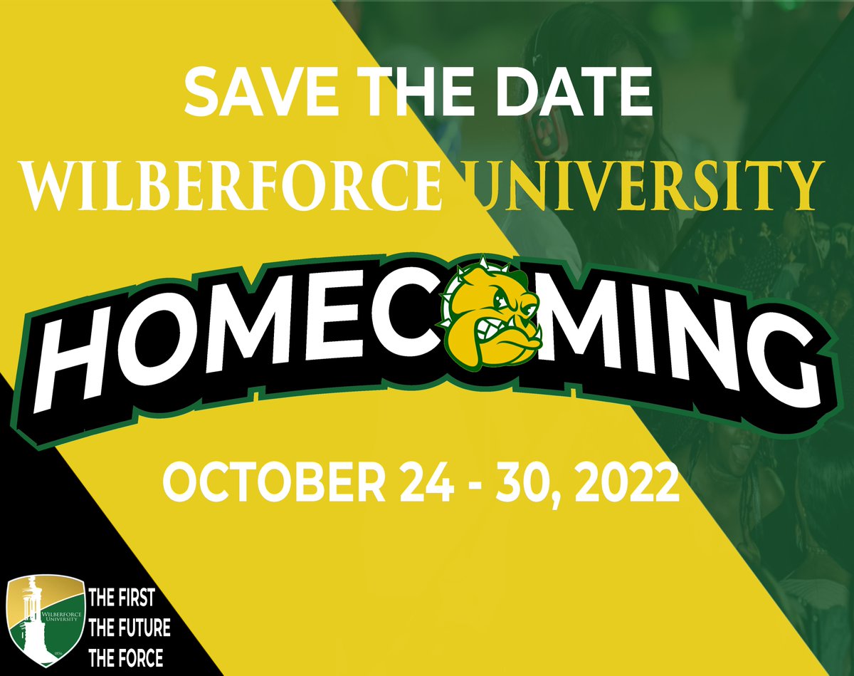 WUSTUDENTENGAGE's tweet photo. Force Family!
Save the Date for
Wilberforce University 2022 Homecoming
October 24 – 30, 2022
More details coming soon….
 
#Wilberforce #thefirstthefuturetheforce #wucoming #forcefamily #wu1856 #wuhc2k22 https://t.co/DMAsIHZq1k