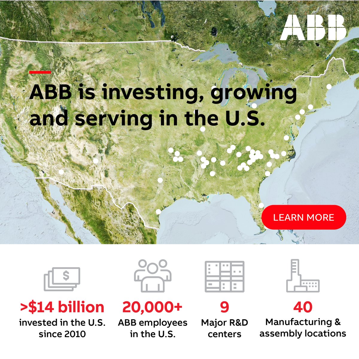 ABBNorthAmerica's tweet photo. Throughout the U.S., ABB is investing in industries that create jobs, encourage innovation and achieve a more productive, sustainable future. ​#ABBFormulaE #DriversOfProgress​

Learn more about how ABB is driving progress by downloading the PDF. https://t.co/DVeFZmw5Tb https://t.co/19FDDOS2R6