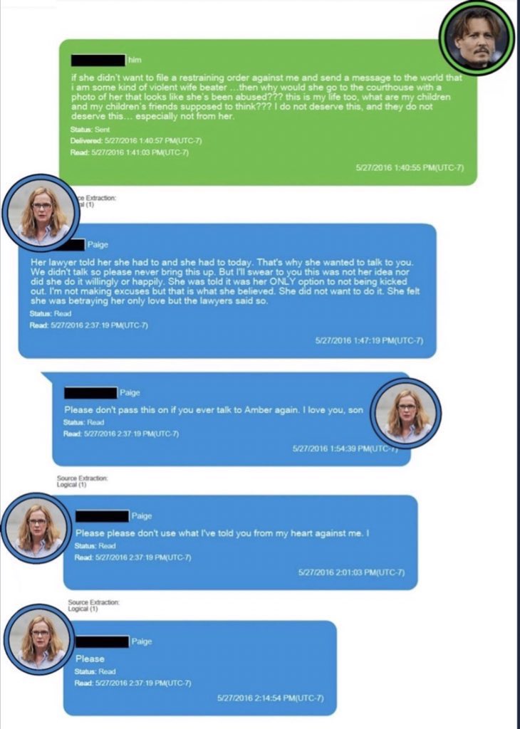 remverse_'s tweet image. reminder that johnny depp texted amber heard’s mother and asked why she would accuse him of such vile things, asked what the world and his children were going to think. even her mother said amber “had to” do it. she made it up. but i guess believing this woman is irrelevant to u.