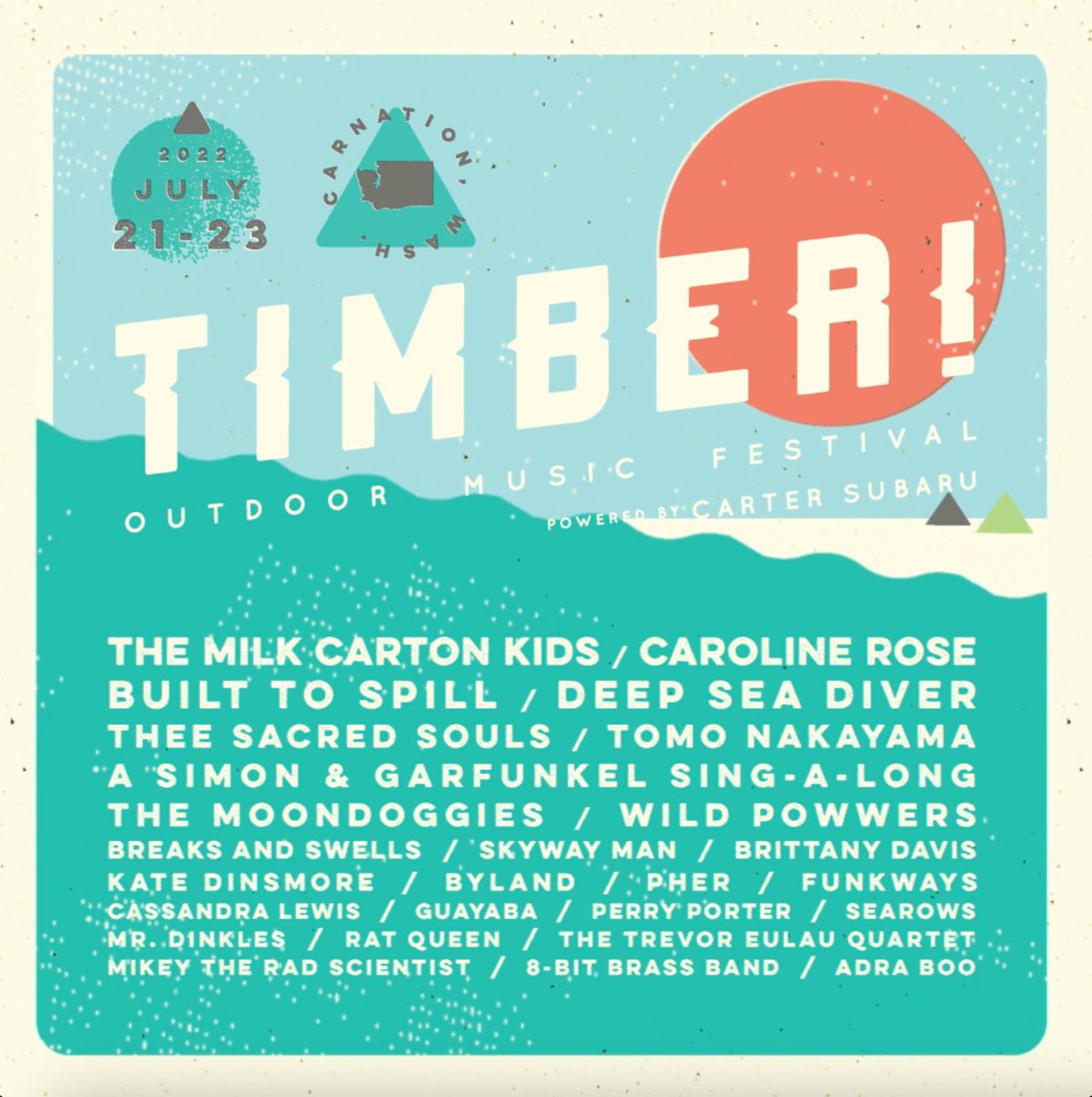 CarterSubaru's tweet photo. Who's joining us @Timberfest this year? Join us for an amazing weekend of music and outdoor adventures in Carnation, WA! ☀️ 🎵
#timberfest https://t.co/XgFOk6Ul9y
