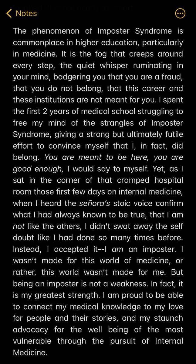 highyielddani's tweet photo. ~it’s personal statement season~ so I figured I would share mine. When I sent this to my advisor for review, he told me to pick another topic because it might “look bad” to write about imposter syndrome. I submitted anyway, and was praised for it in every interview. https://t.co/QsXWmDJcQX