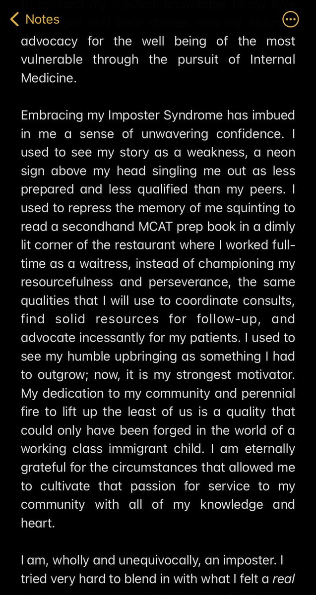 highyielddani's tweet photo. ~it’s personal statement season~ so I figured I would share mine. When I sent this to my advisor for review, he told me to pick another topic because it might “look bad” to write about imposter syndrome. I submitted anyway, and was praised for it in every interview. https://t.co/QsXWmDJcQX