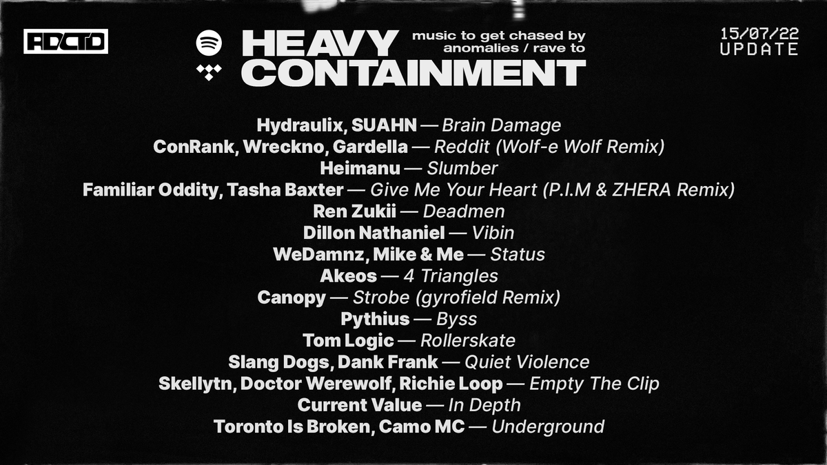 █ #PLAYLIST UPDATE █
☣️ HEAVY CONTAINMENT: Time for the heavy bass! If you're more of a headbanger &amp; gun-fingers type, you should find some good gems in here! 😤

On <a href="/TIDAL/">Tidal</a> &amp; <a href="/Spotify/">Spotify</a>:
🎧 streamlink.to/heavycontainme…