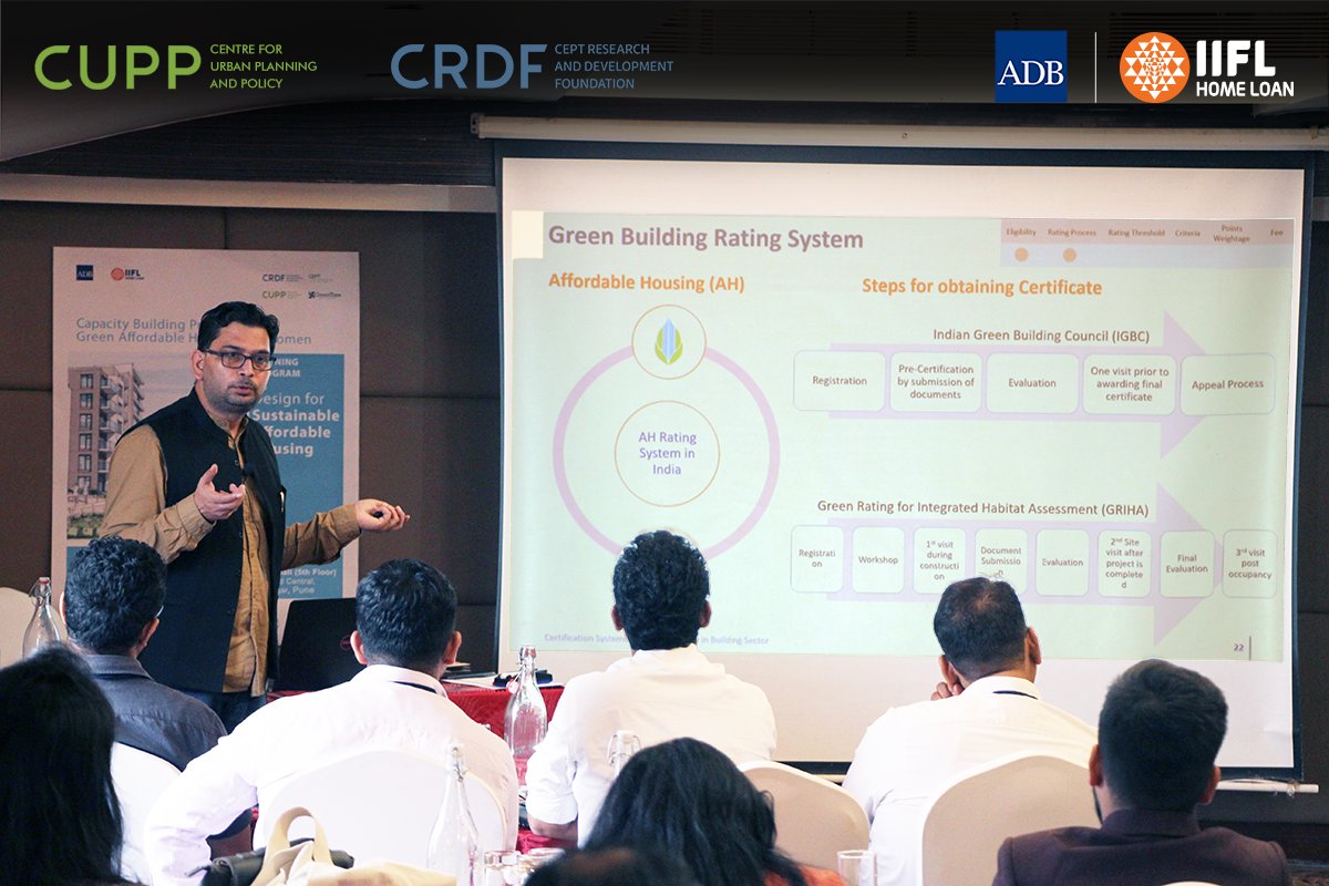 On the first day of our interactive training on 'Design for Sustainable Affordable Housing', the green masters addressed topics on building materials, costing, policy landscapes, etc.
#greenhousing #affordablehousing