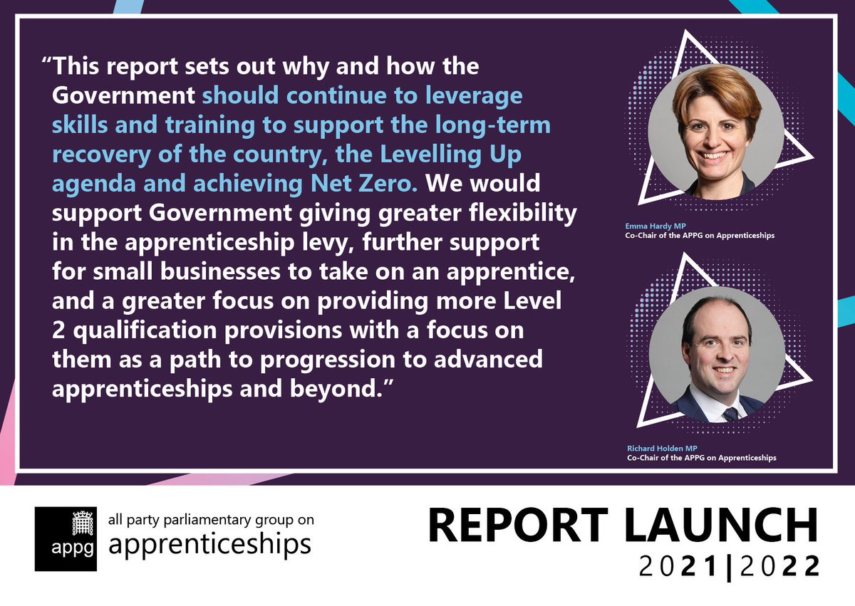🟪2021-22 Report Launch🟪

The APPG on #Apprenticeships has launched our 2021-22 Report!

You can read about our policy recommendations and industry case studies here: connectpa.co.uk/wp-content/upl…

@EmmaHardyMP <a href="/RicHolden/">Richard Holden MP</a>