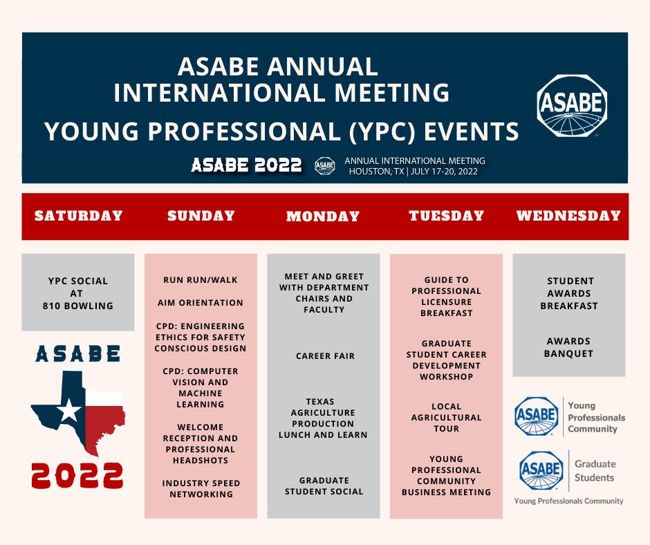 ASABEYPC's tweet photo. AIM starts tomorrow and we couldn't be more excited 😍 check out all the awesome events we have planned, and stay tuned for reminders! #asabe22 https://t.co/MAQjgggnjq