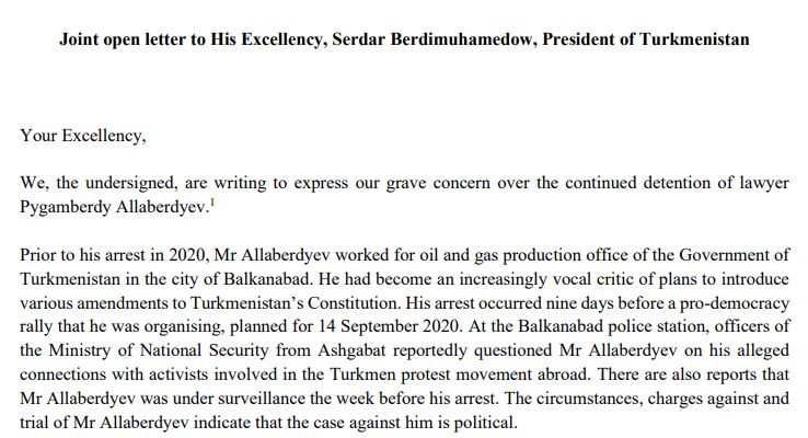 The IBAHRI has jointly written to #Turkmenistan President, Serdar Berdimuhamedow, expressing grave concern over the continued arbitrary detention of #lawyer Pygamberdy Allaberdyev, who was a vocal critic of proposed changes to Turkmenistan's Constitution. 
tinyurl.com/2p8vm82u
