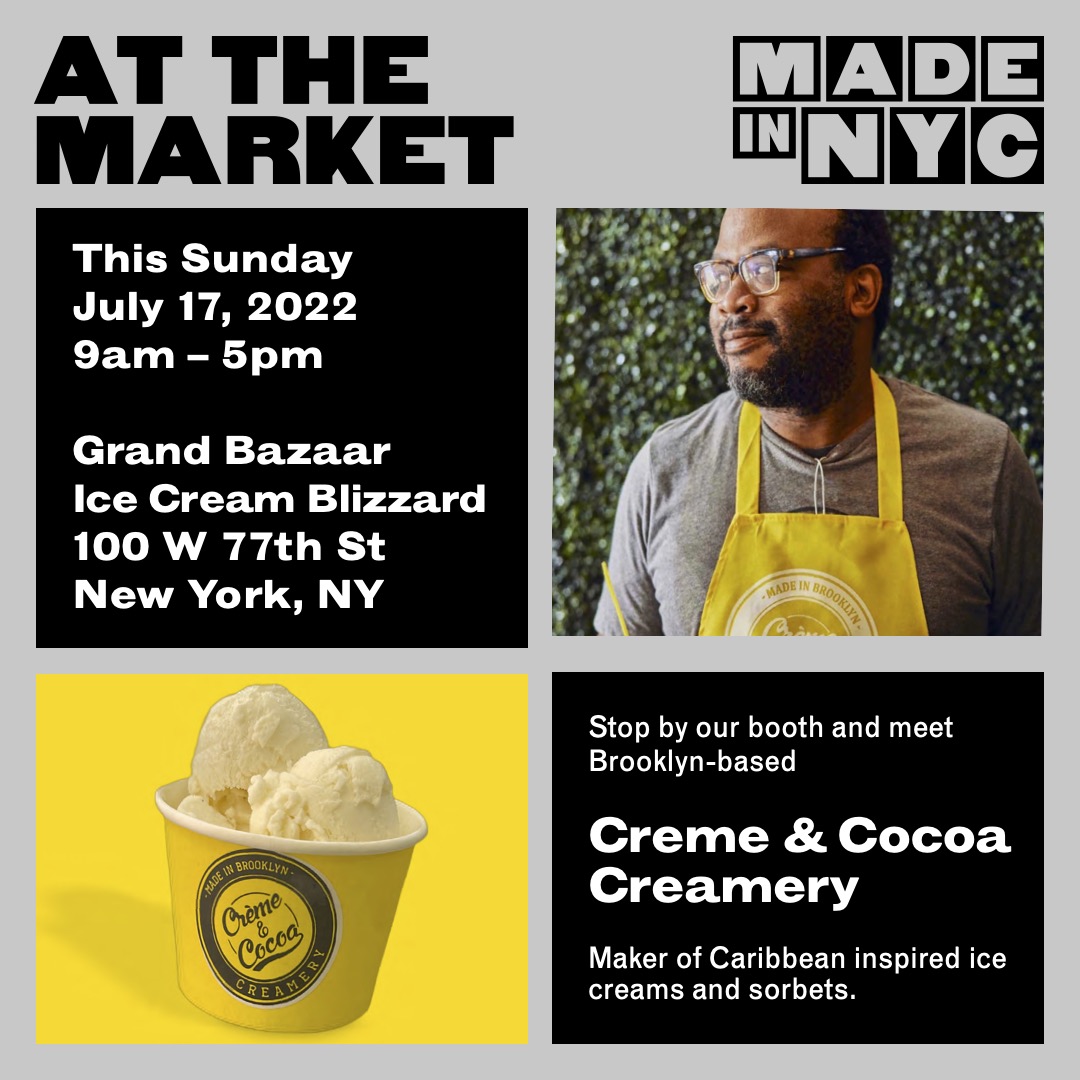 madeinnyc's tweet photo. This weekend: catch Made in NYC members YumaYork NYC at @fadmarket Governors Island (Sat) and @Creme_Cocoa at the @GrandBazaarNYC Ice Cream Blizzard (Sun). 

#MadeinNYC #WashingtonHeights #MadeinManhattan #CrownHeights #MadeinBrooklyn https://t.co/cFNB2prytu