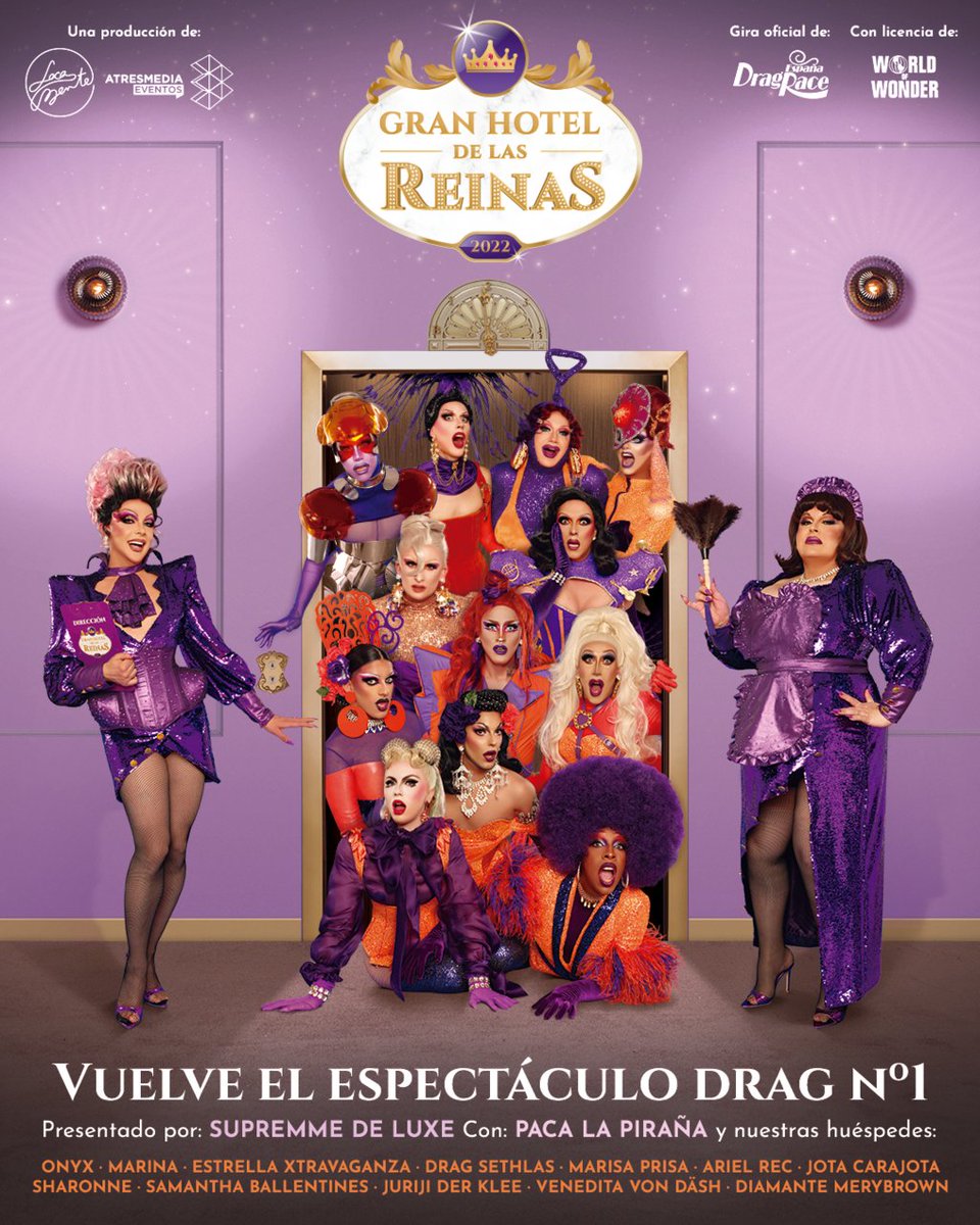 DragRaceEs's tweet image. Que #ElGranHotelDeLasReinas es una FANTASÍA es algo que nos encanta decir ✨

Y que estará en Madrid durante todo el mes de julio... ¡también! 😜 atres.red/lmvuf10