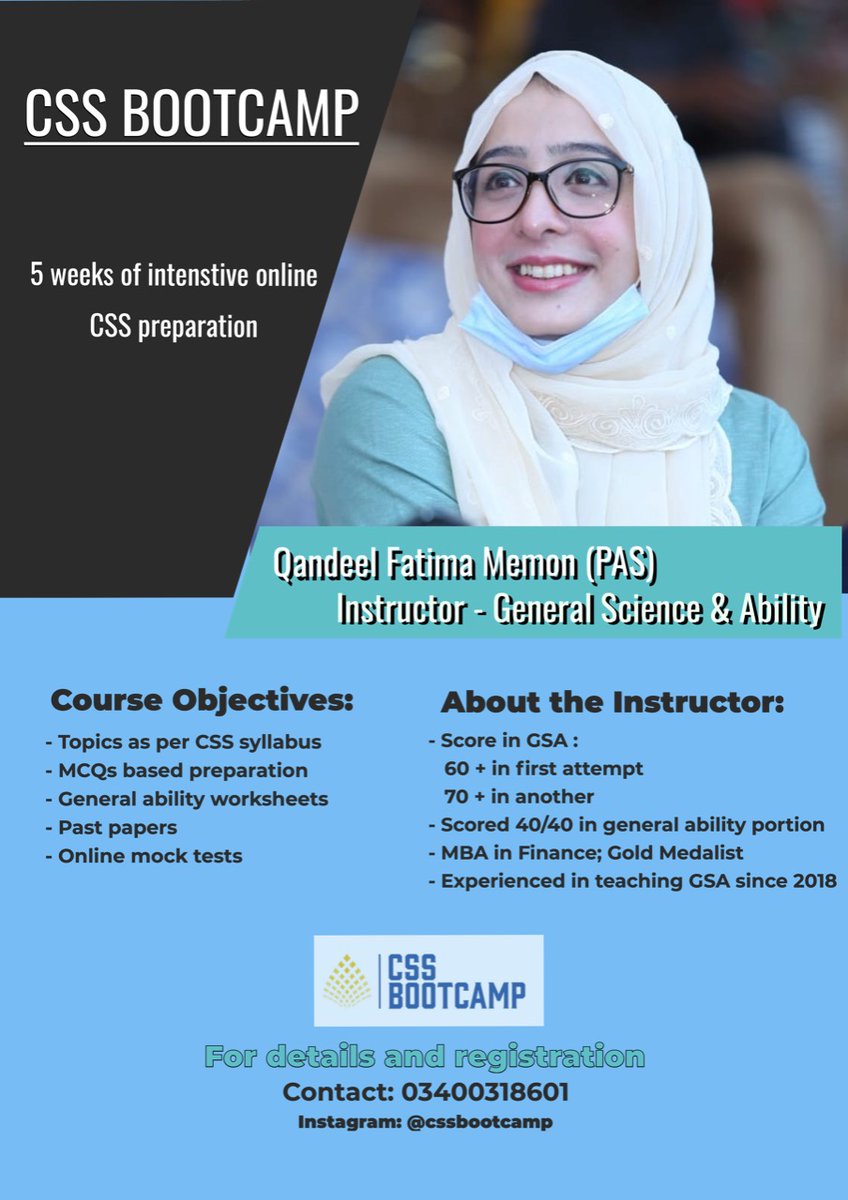 Hurry up and register yourself for CSS 2023, and ensure your success in the exam.

New session starting from 15th August, 2022

#csspakistan #englishessay #css #cssonline #cssaspirants #css2023 #csspreparation #cssacademy #csstudents #cssexam #cssbootcamp #cssessay #cssexams