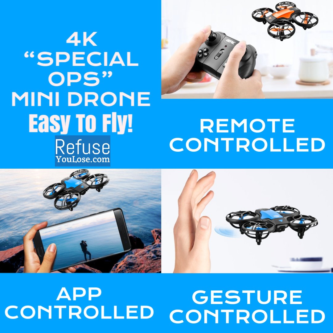 RefuseYouL's tweet photo. 4K Multifunctional “Special Ops” Smart Mini Drone - Mobile App, Remote, or Gesture Controlled Now Available!
⭐️ Get it here ➡️ https://t.co/bmGbn4Cvsf
✈️ Free Shipping 🌎
#4KDrones #Drones #DronesWithCamera #MiniDrones #SmartDrones #SpyDrones https://t.co/WpWvx3nsed