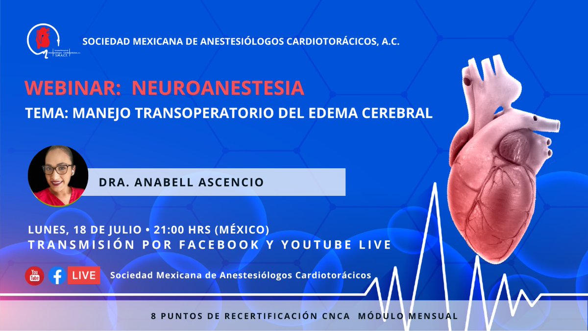 SMACT_'s tweet photo. El módulo del mes de junio: "Neuroanestesia". Registrate en https://t.co/X9dFnRbtC4 para obtener puntos de recertificación. ¿Cómo me asocio? https://t.co/XXKy3CuqX1
#WebinarsSmact #Neuronestesia #TodosSomosSmact https://t.co/JICnBknVvO
