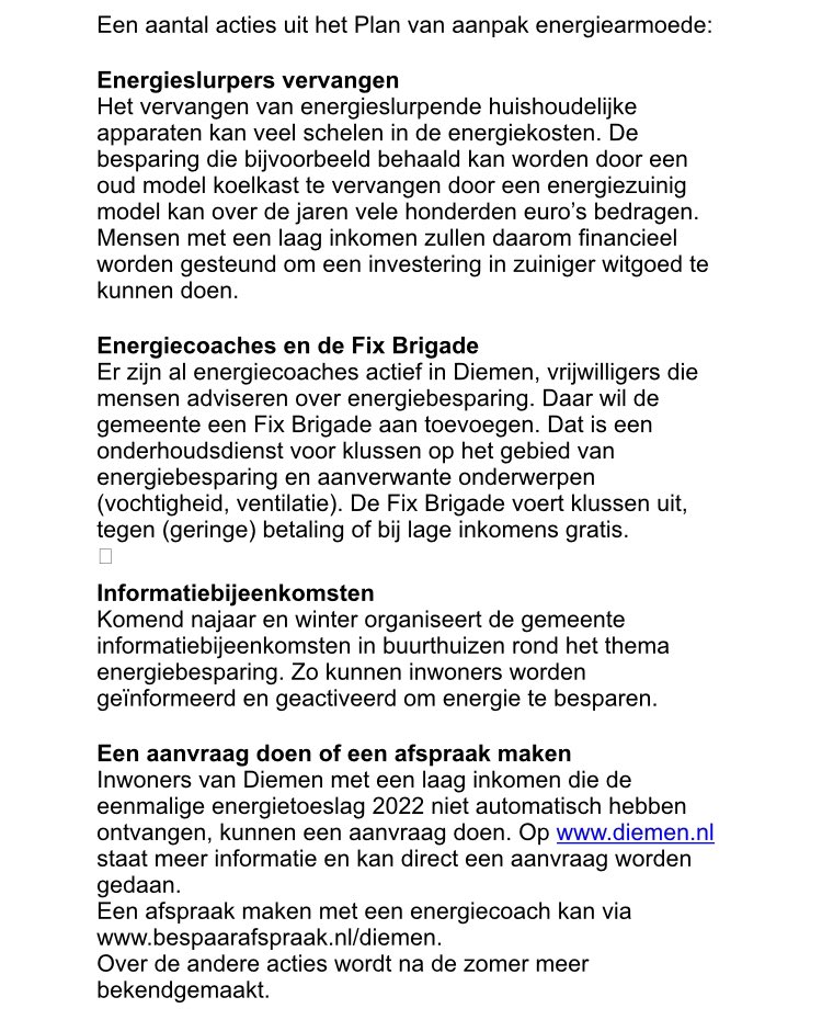 In maart kwamen de PvdA en @GLDiemen met het actieplan energiearmoede. Het actieplan is overgenomen in het coalitieakkoord en er ligt nu al een plan van aanpak. Zo gaan we energiearmoede tegen en zorgen we dat niemand in de kou zit 💪