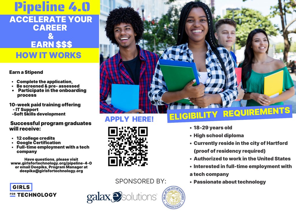girlzfortech's tweet image. Break into tech while earning $$$

Pipeline 4.0 is a paid workforce development program by #GirlsForTechnology that allows you to acquire the soft &amp;amp; technical skills to break into the sought-after tech industry. To learn more &amp;amp; apply, visit: girlsfortechnology.org/pipeline-4-0 
#womenintech