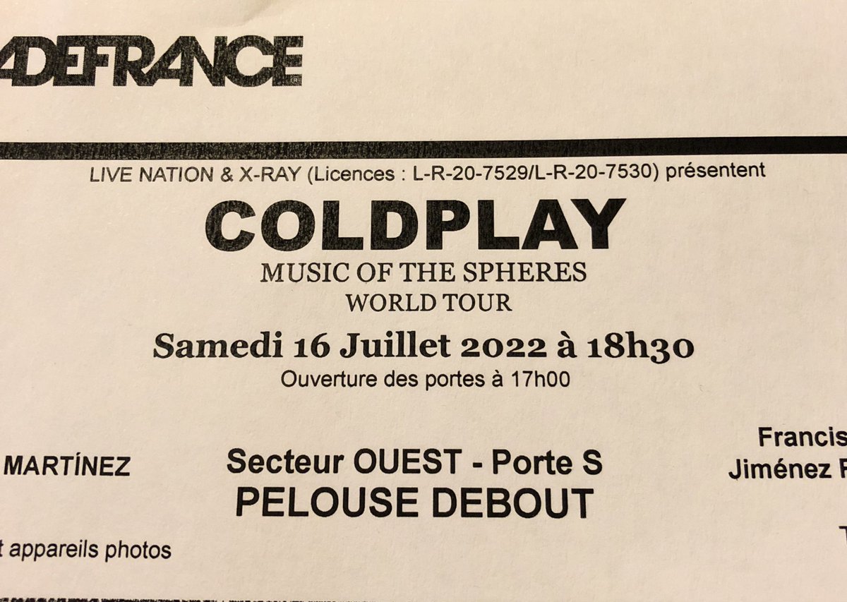 Fcojavierjiro's tweet photo. Vendo 2 entradas para Coldplay para mañana sábado 16 en Paris! Precio negociable! Más info MD🔉 Se agradece RT #ColdplayParis #Paris #Coldplay #giracoldplay #SaintDenis https://t.co/uWf6dNGi4Q