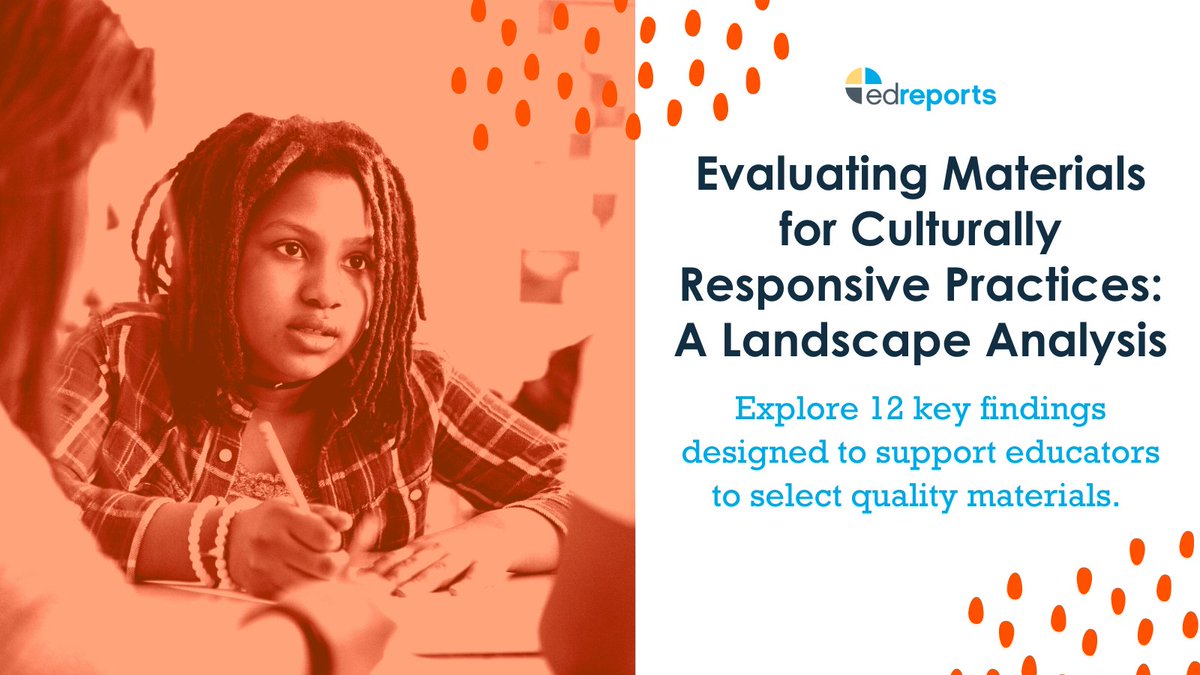 EdReports's tweet photo. Culturally responsive content in curriculum makes a difference for students. Our new report evaluates the tools used by educators to assess curriculum for culturally responsive practices. https://t.co/iMksTQTI8j https://t.co/rUoH8dLp1A