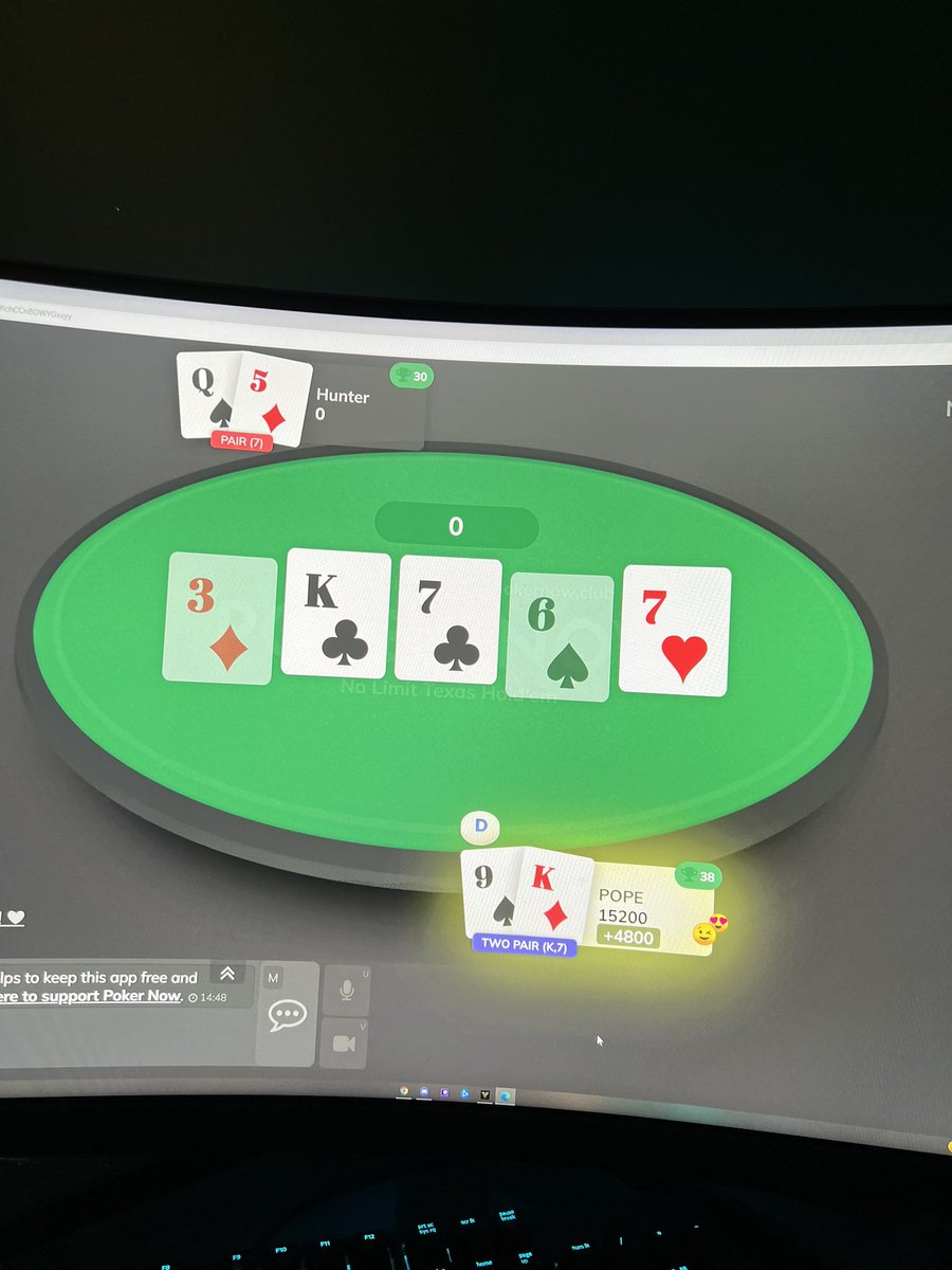 FryProdigy's tweet image. Just clobbed @WispySalt in poker for $100