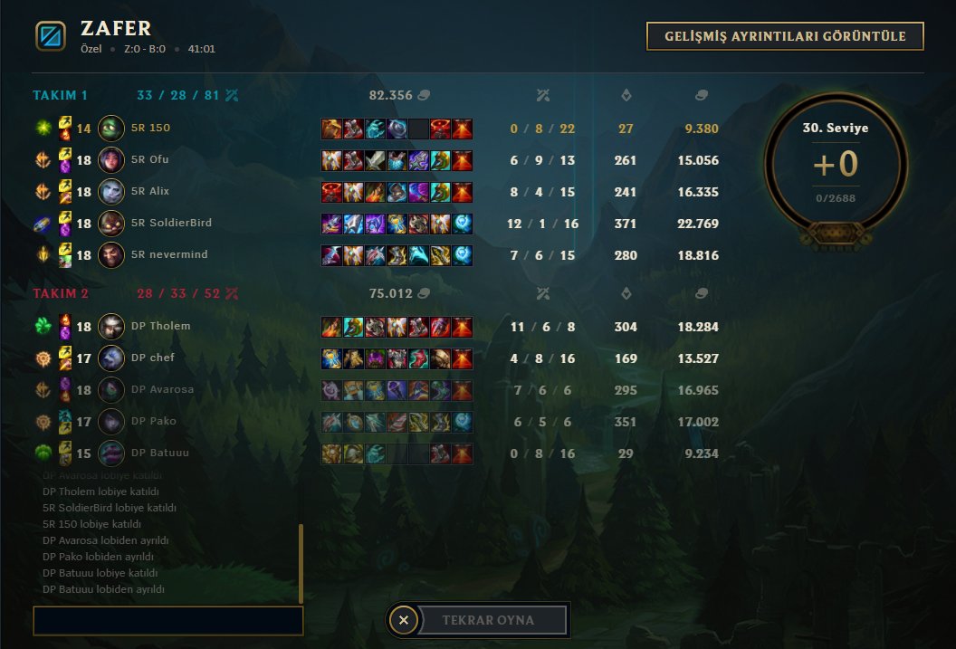 İlk kazandığım maç, bana göre ligin en sağlam oynayan takımlarından birine karşı oldu. Tüm DP ekibinin eline sağlık. Ayrıca beni bu sektörü öğreten, beni koşulsuz  kabul eden 2 kişiden biri olan <a href="/CoachCoosone/">Canberk Büyükyolaçan</a>'a karşı oynamak büyük zevkti. Teşekkürler. Takım arkadaslarımı kutlarım