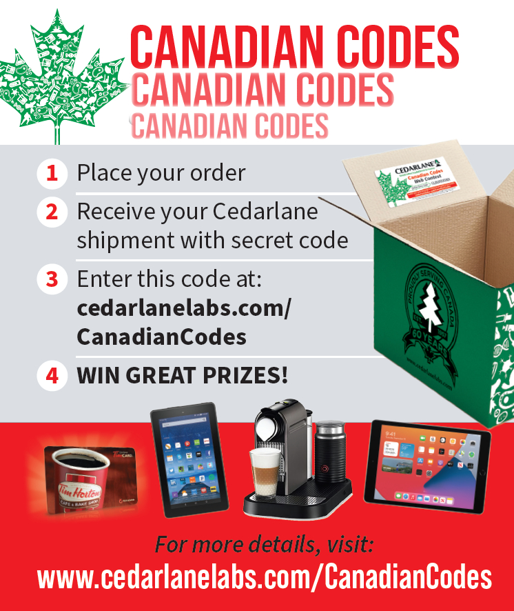 CedarlaneNews's tweet photo. 🍁 Canadian Codes 2022 -Every Order is a Chance to WIN!
Simply place your order, receive your shipment with your unique Canadian Code, and enter online to win throughout the year!
Find out who our lucky winner for Draw 3 is 👉https://t.co/1kqo9GAQcf
#Cedarlane #Lifesciences https://t.co/M5k9bKOf6w
