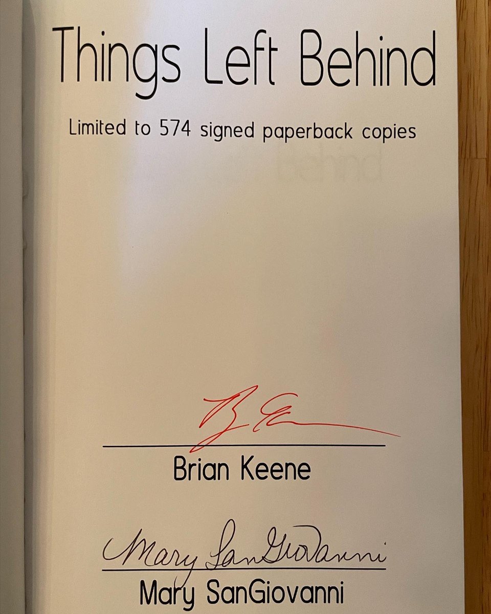 baholley's tweet photo. #bookmail from #thunderstormbooks signed by @BrianKeene and @marysangiovanni #thingsleftbehind https://t.co/Ywkcu6mzPj