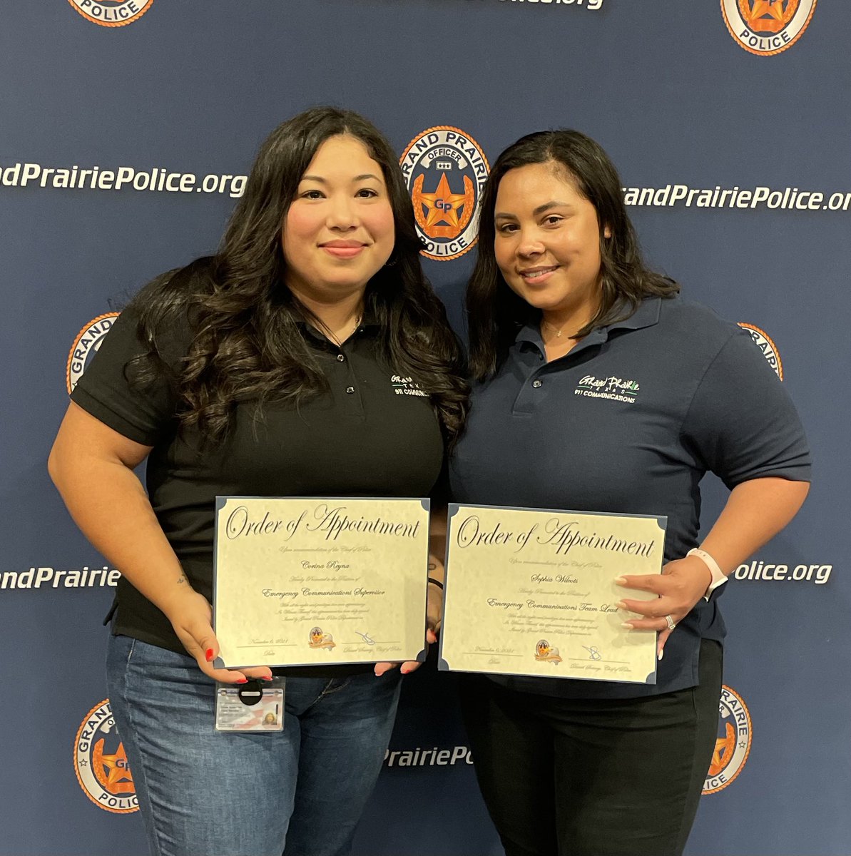 GP911Comm's tweet image. It is always such an honor to promote new leaders. Congrats to ECC Supervisor Reyna &amp;amp; ECC Team Lead Wilcots. We are excited to have you leading us to the next level! #911life #LeadershipMatters