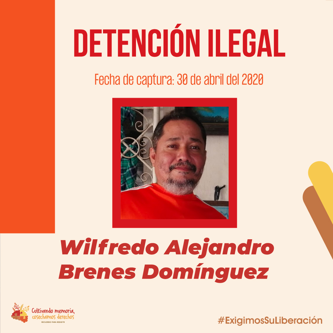 Wilfredo Brenes es conocido por ser uno de los “aguadores de a pie”, por pretender entregar dos galones de agua a familiares de presos políticos que realizaban huelga de hambre en la Iglesia San Miguel Arcángel en Masaya.

#SembrandoMemoriaCosechandoDerechos