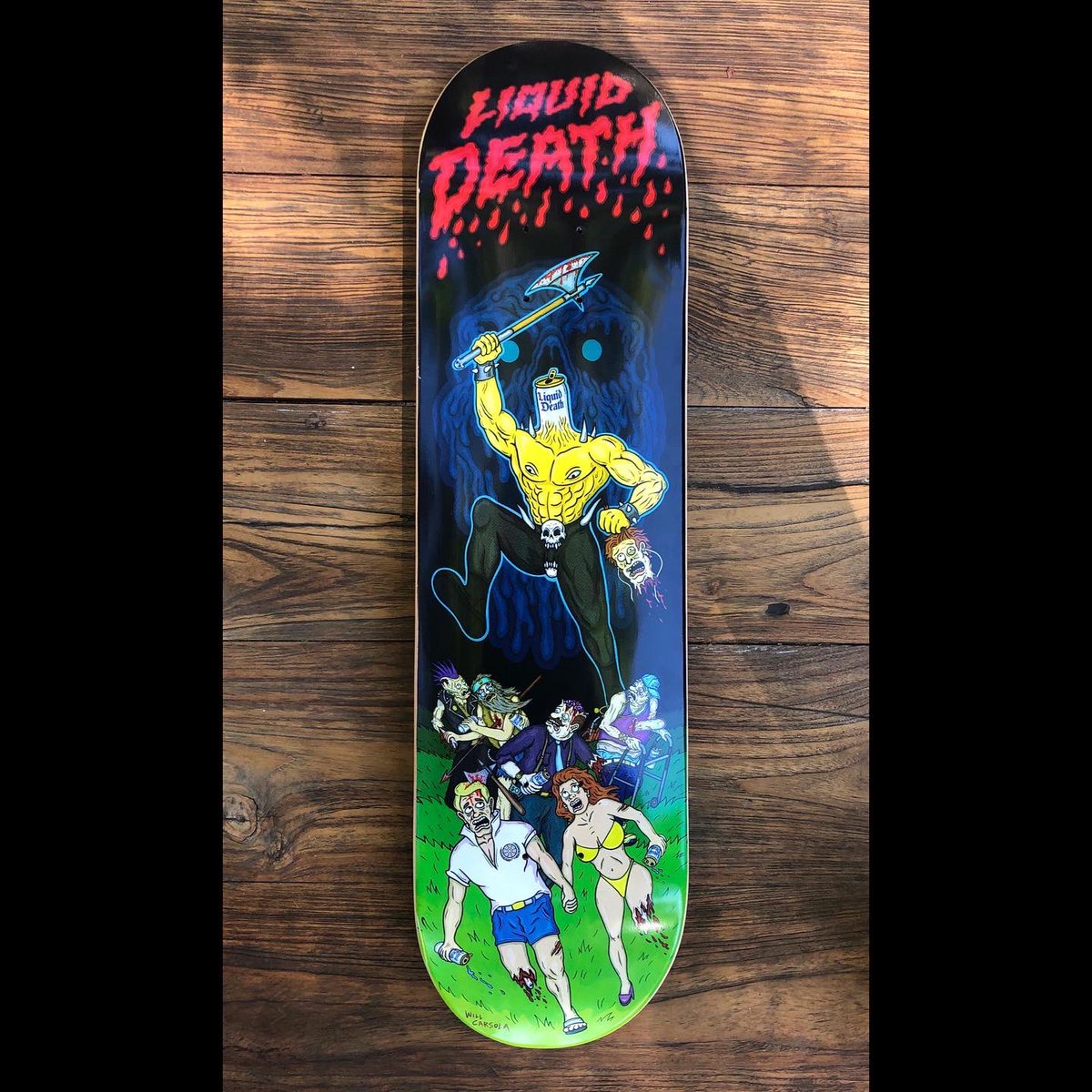willcarsola's tweet photo. A limited edition skate deck I designed for @LiquidDeath and @berrics back in 2020. https://t.co/7Hdp1IuelX