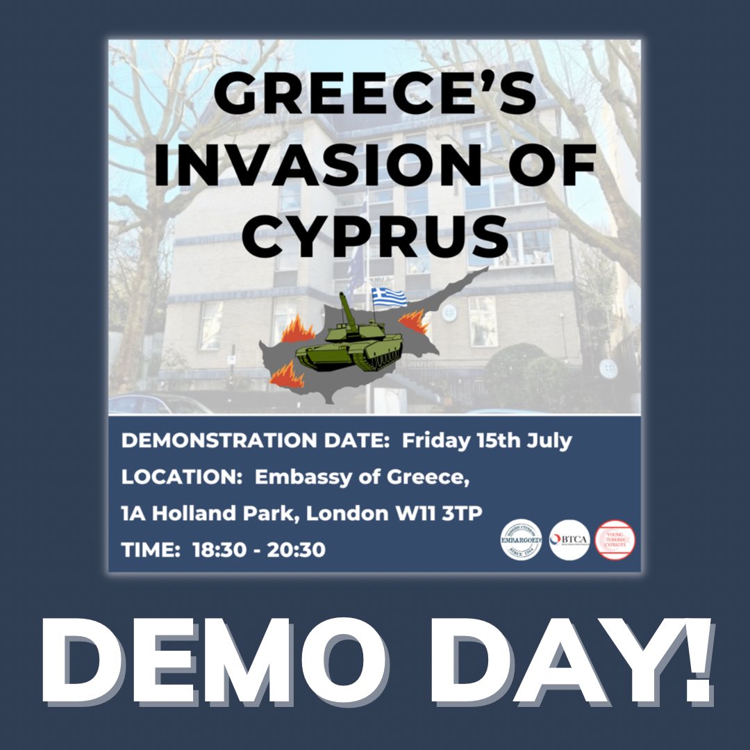 Young_Turk_Cyp's tweet photo. IN LESS THAN 2 HOURS WE WILL BE OUTSIDE THE GREEK EMBASSY IN LONDON 📢‼️ COME AND JOIN US! SHOW SUPPORT 🙌 #GreekInvasionOfCyprus #Demonstration #TurkishCypriotsExist https://t.co/bJSBxXJjkb