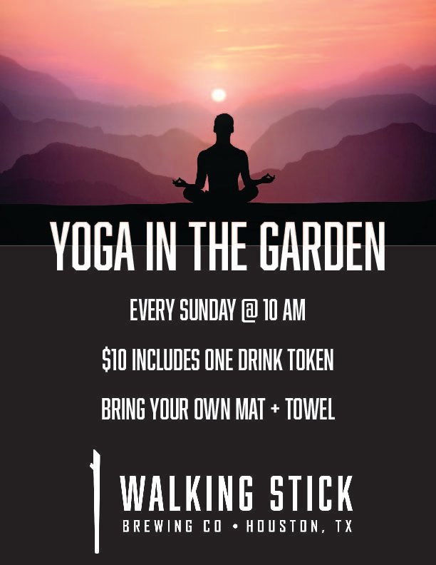 Sunday morning is yoga at 10am! Bring a mat, towel, and $10 to join us. Get a free drink at the end of your session too!