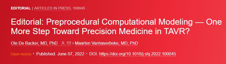 crfshj's tweet photo. In a recent editorial, Drs. Ole De Backer and @Mvhave suggest “computational modeling is a promising new technology which may bring us a step closer to ‘precision medicine’" in #TAVR https://t.co/AMxSxIpG9Q @Rigshospitalet @RigsHeart #PrecisionMedicine #CardioResearch https://t.co/3bxYFg2GyZ