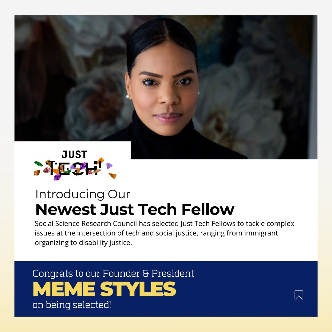 wemeasureus's tweet image. Congrats to our Founder and President @memeofaustin for being selected to be a part of the Just Fellow Program! We are so proud of her hard work and dedication to creating an atmosphere where data and research lead to equitable change! ⁣
⁣
#JustTech #JustTechFellowship