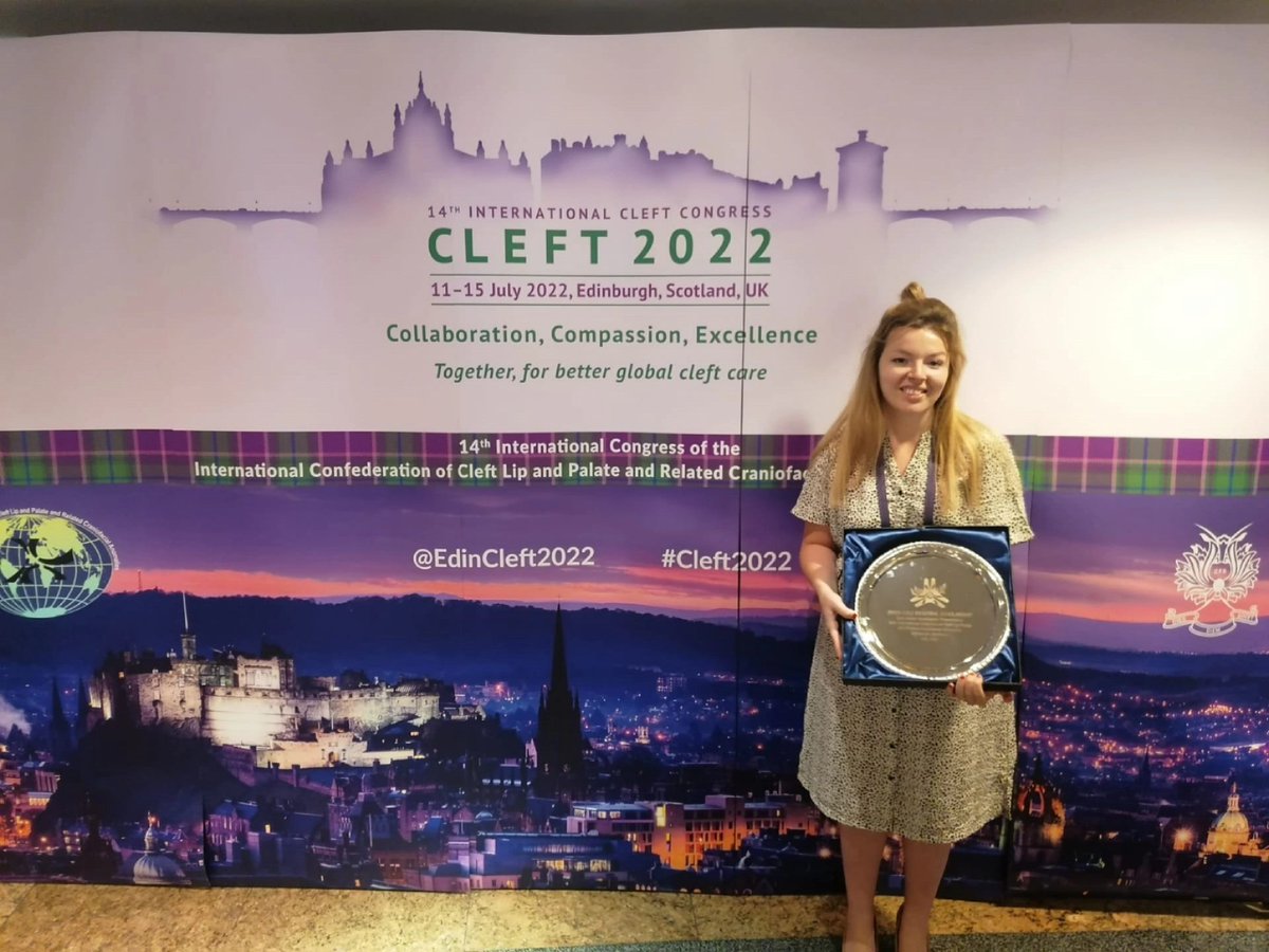 What an honour to receive The Owen Cole Junior Investigator Award at the 14th international cleft congress🤩 Many thanks to the Australian Cleft Lip and Palate Association and @EdinCleft2022!