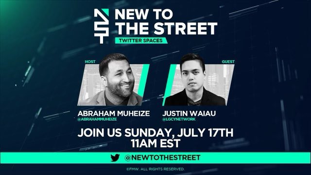 AbrahamMuheize's tweet photo. I need some love and retweets on this one, I’m excited to announce I’ll be hosting CEO’s on @NewToTheStreet Twitter Spaces following the show. @waiaujustin CEO of @LGCYNetwork will join us this Sunday 11am EST Set the reminder and come through https://t.co/qMlX2O5XzF https://t.co/Iv1dajxPAX