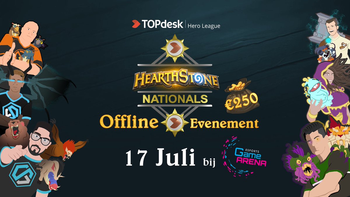 Deze zondag gaan om 12:00 de deuren van de @esportgamearena open voor alle Hearthstoners uit Benelux!

🏆Top 3 kwalificeert voor Nationals Finale (€1000)
💰€250 Prijzenpot
⌚12:30 Start toernooi

Breng:
📱Eigen device met Hearthstone geïnstalleerd
🎴4 Standard decks (Conquest)