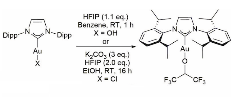 Szostak_Group's tweet photo. #NHCs #NHeterocyclicCarbenes Nolan group reported #HFIP activation of NHC-AuCl in cycloisomerization reactions. Hydrogen bonding effect of #hexafluoroisopropanol. Major rate enhancement in #gold catalysis. @wenchao558 @ChemCommun
https://t.co/N4gT65Yjn5 https://t.co/3NVEshyaou