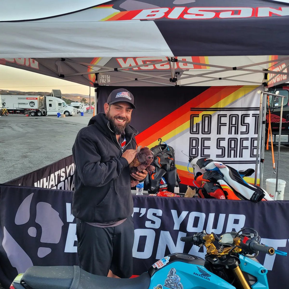 BisonTrack's tweet photo. Not only are we surrounded by gorgeous scenery and weather, we have been rubbing elbows with a bunch of awesome people! Come find Thor trackside and snap a picture with him for social media. (He loves the attention!) https://t.co/J4cwCgVh27 #jointheherd #bisonality #thor https://t.co/6F04WEB6Zm