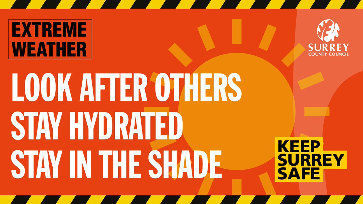 ⚠️A red alert for extreme heat has been issued by the Met Office for Monday and Tuesday 🔴⚠️

Look out for others
Stay hydrated
Stay in the shade

orlo.uk/0UnOG
#KeepSurreySafe