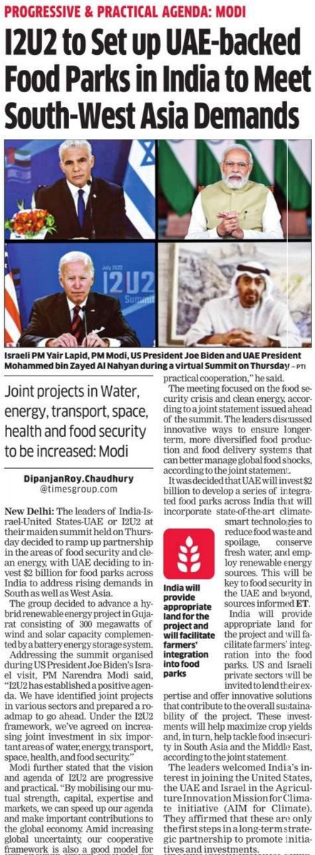 CivilAspirants's tweet photo. #I2U2Summit
#I2U2
I2U2, also known as the "West Asian Quad," is an acronym representing India, Israel, the United Arab Emirates, and the US. 
Aim
To encourage mutual investment in 6 core areas which are 
1️⃣Water.
2️⃣Energy.
3️⃣ Transportation. 
4️⃣Space.
5️⃣Health.
6️⃣Food Security. https://t.co/MgkTMNkdH1